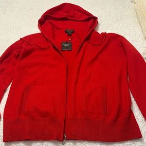 Charter Club Scarlet Full-Zip Cashmere Hoodie Sweater
